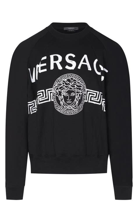 versace mens sweater green and white cow print ventage|Versace logo sweater.